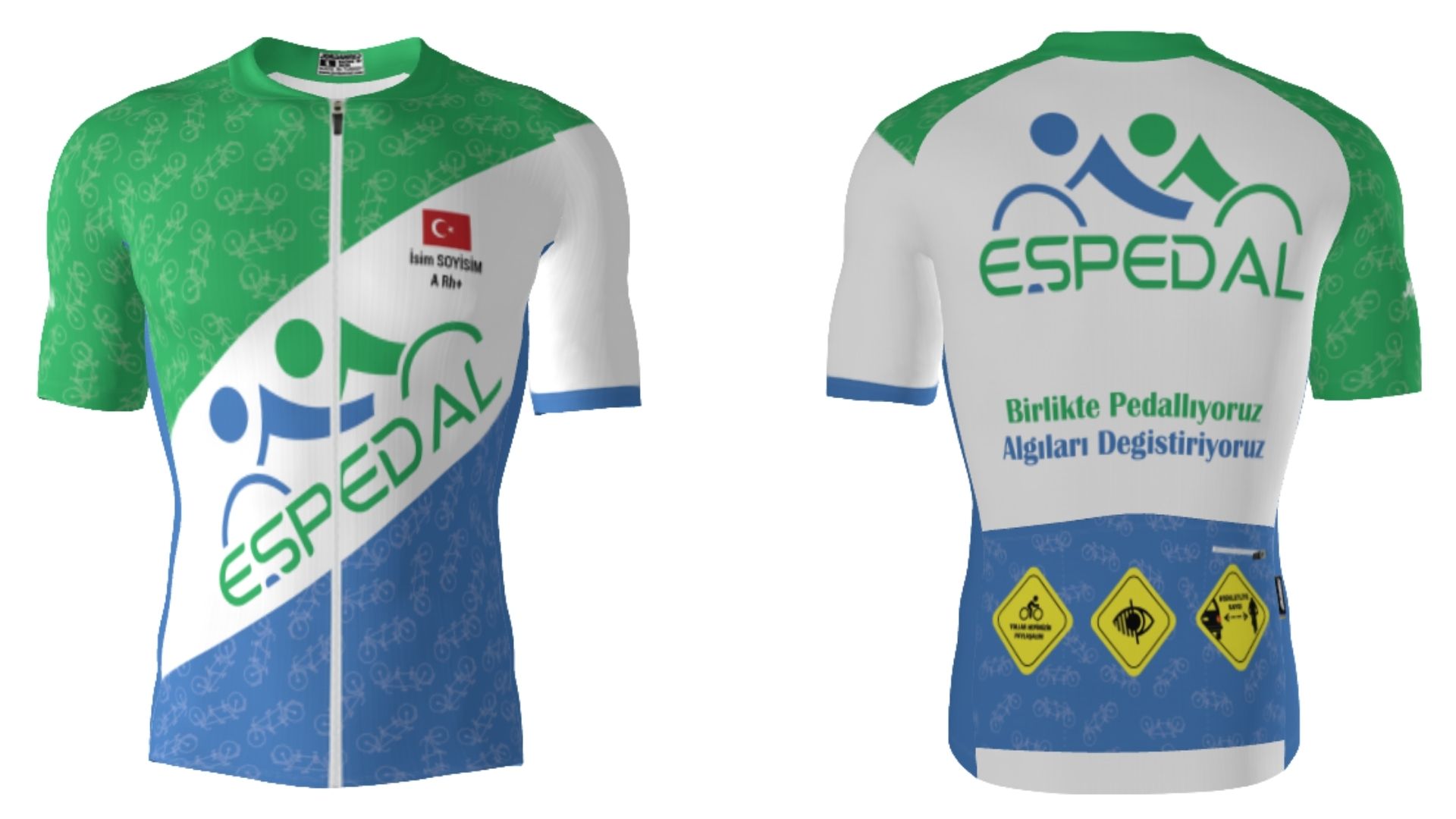 Eşpedal Bisiklet Forması ön ve arka yüzü görünüyor